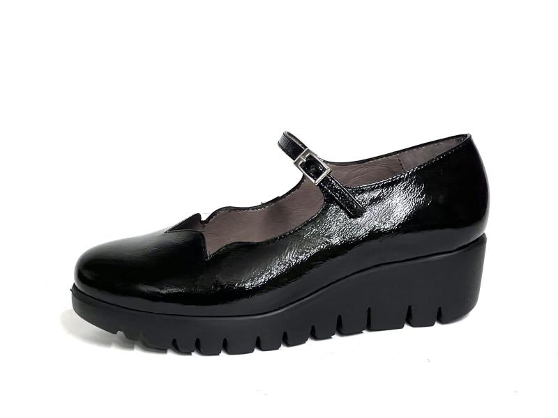 C33300 NEGRO Scarpa donna Wonders ballerina bebè zeppa extralight pelle nero