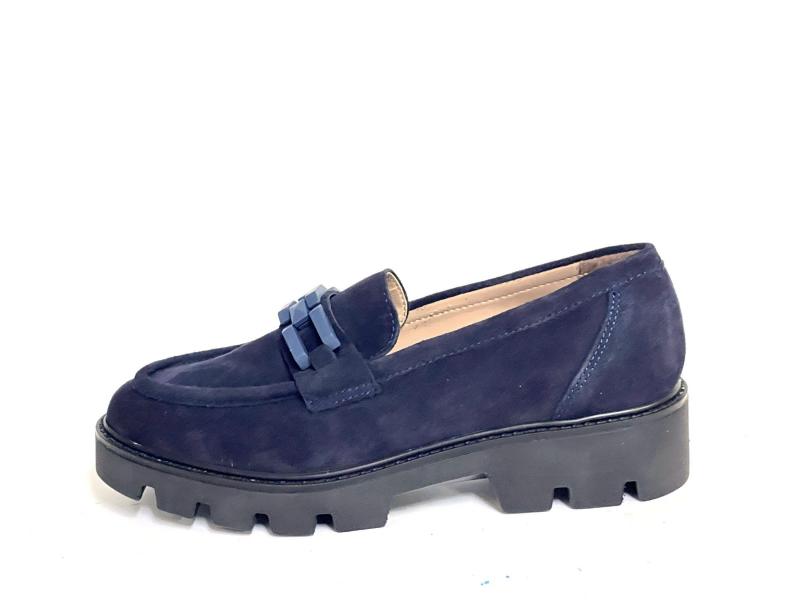 GN28188LM001 BLU Scarpa donna Cinzia Soft mocassino college pelle catena in tinta