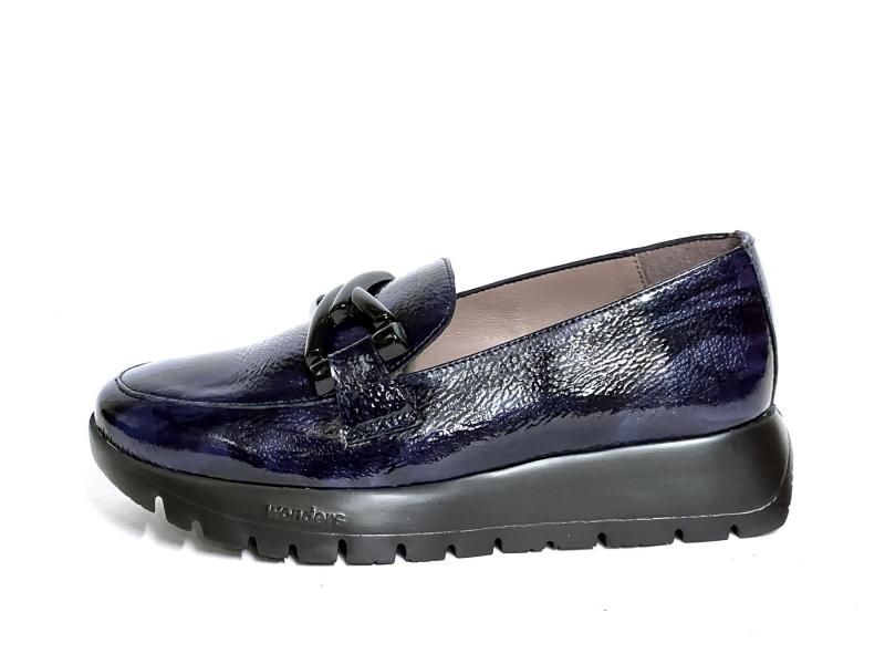 A2474 NOCHE Scarpa donna Wonders mocassino pelle blu plantare gel