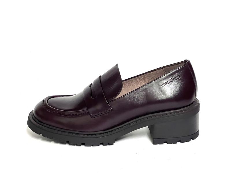 D1401 TESTA Scarpa donna Wonders mocassino college pelle testa moro tacco