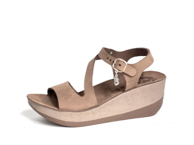 S5020 CAPPUCCINO Scarpa donna Fantasy Sandals sandalo zeppa cuoio pelle cuoio plantare anatomico