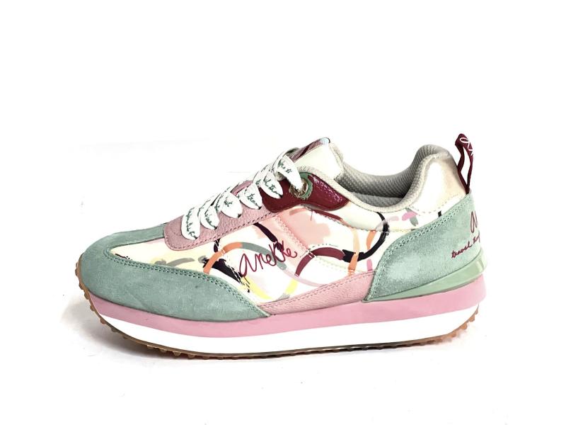 40360 MULTI Scarpa donna Anekke sneaker platform pelle tessuto multicolor