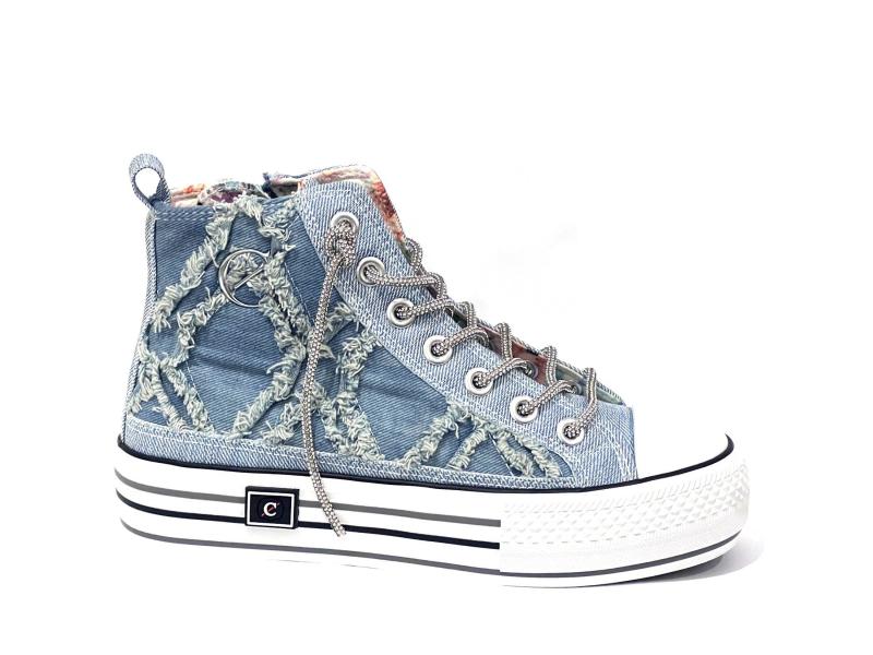 DM9104 JEANS Scarpa donna Cafenoir sneaker sfrangiato con lacci strass