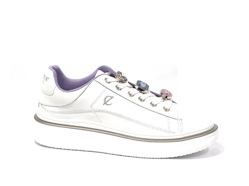 DS1014 BIANCO Scarpa donna Cafe Noir sneaker  accessori strass