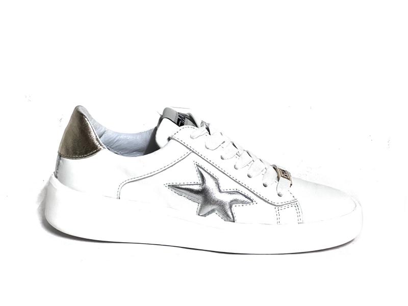 581ST 713 Scarpa donna Melinè sneaker pelle made in Italy bianco