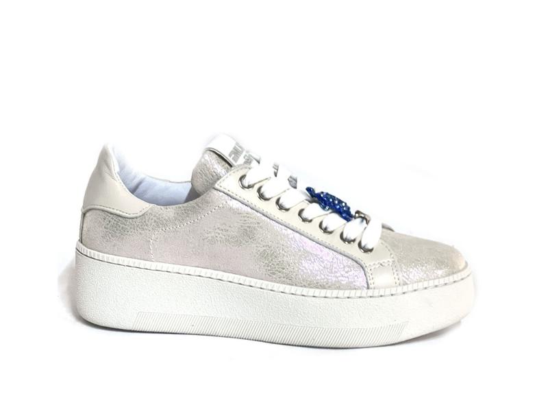 7ACCPF 620 Scarpa donna Melinè sneaker pelle cangiante latte accessorio strass