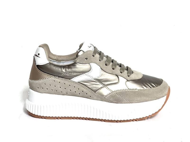 LANA FRESH 1E07 Scarpa donna Voile Blanche sneaker running pelle e tessuto beige