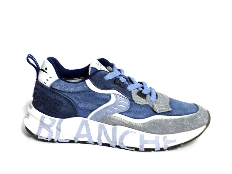 CLUB01 1B57 Scarpa uomo Voile Blanche sneaker running Club pelle tessuto blu