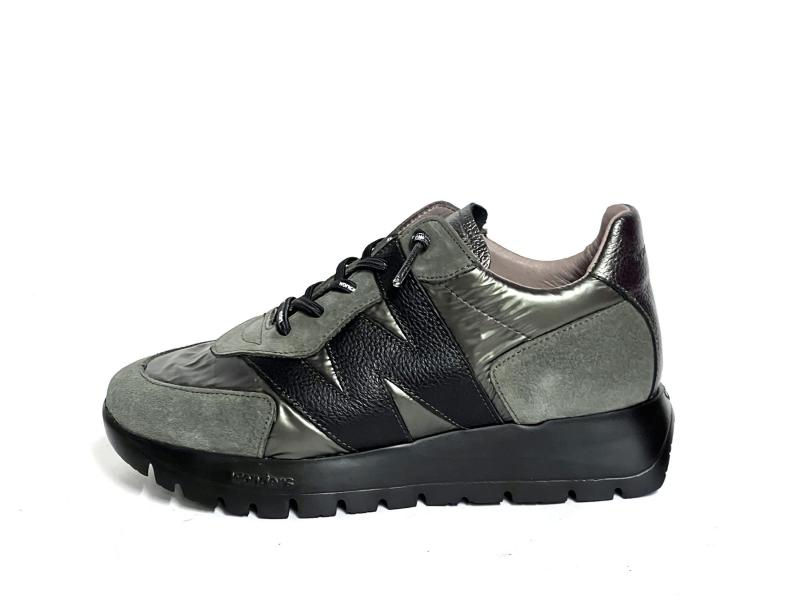 A2464 ALGA KAKI Scarpa donna Wonders sneaker pelle tessuto verde plantare gel