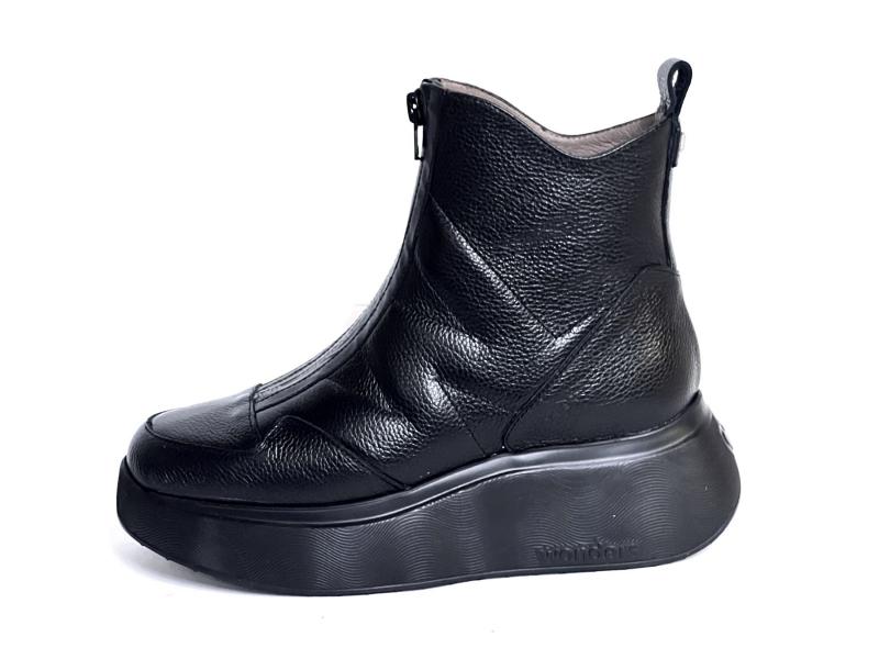 A3613 NEGRO Scarpa donna Wonders stivaletto zeppa tronchetto cerniera centrale pelle nero